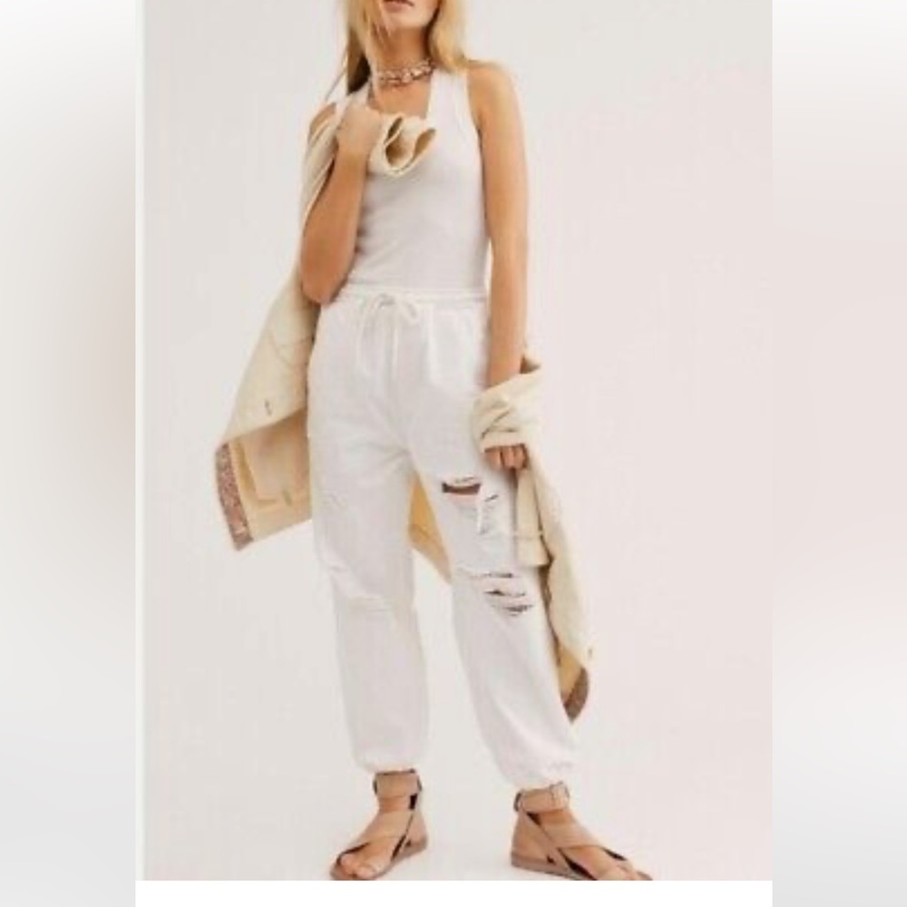 Free people sloane ripped denim jogger